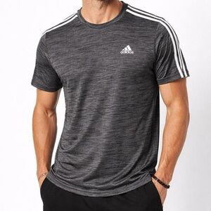 Adidas Men’s Primegreen Performance Tee Gray White Stripes Size M NWOT